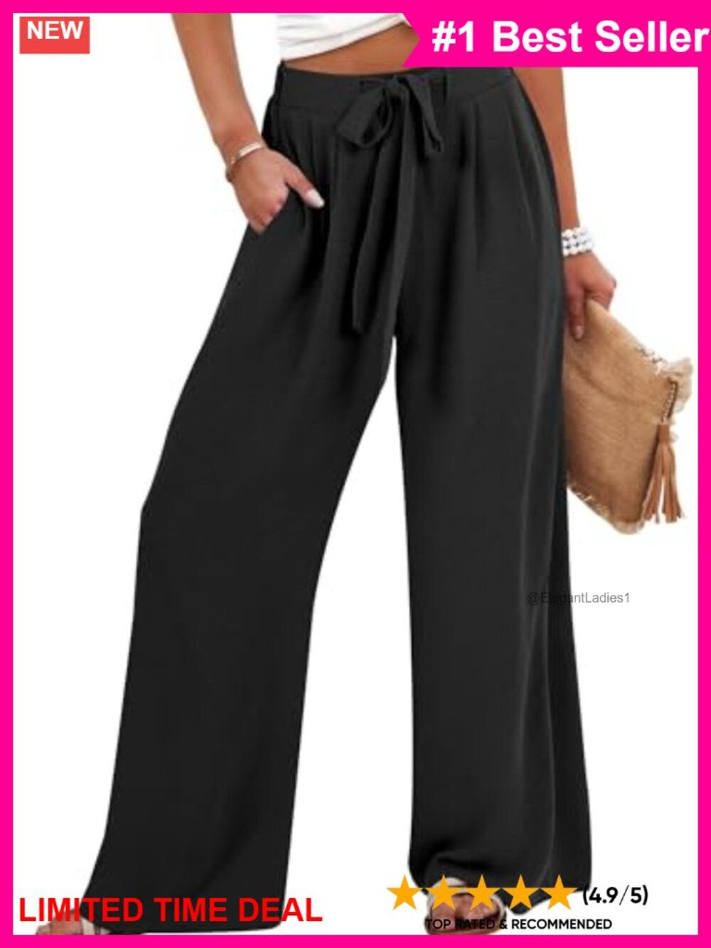 Women's Wide Leg Palazzo Pants High Waist Flowy Trousers